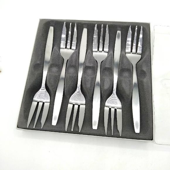 Amefa Holland Stainless Steel Oyster Forks Set of 6 Vintage - Picture 1 of 6